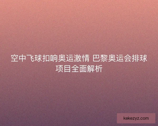 空中飞球扣响奥运激情 巴黎奥运会排球项目全面解析